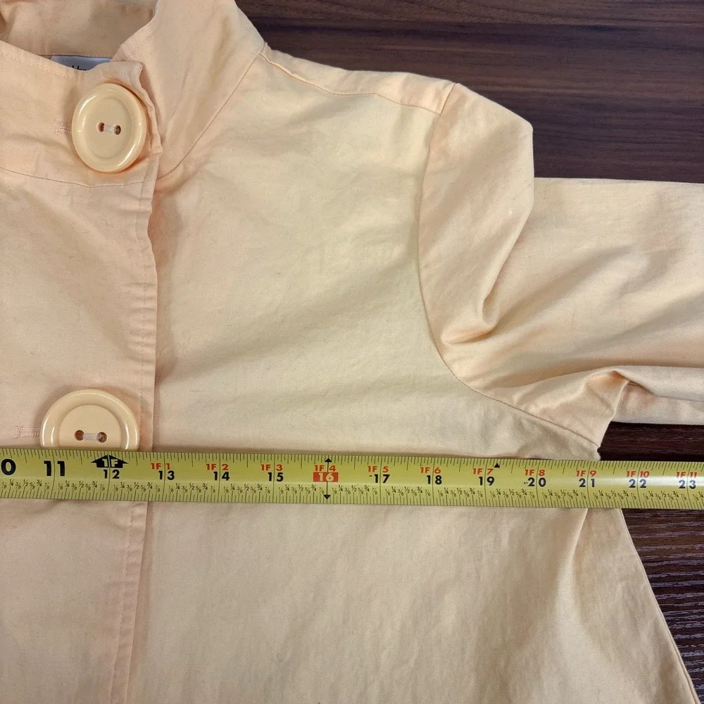 Coldwater Creek Womens Yellow Mandarin Collar 3/4‎ Sleeve Button Front Jacket L